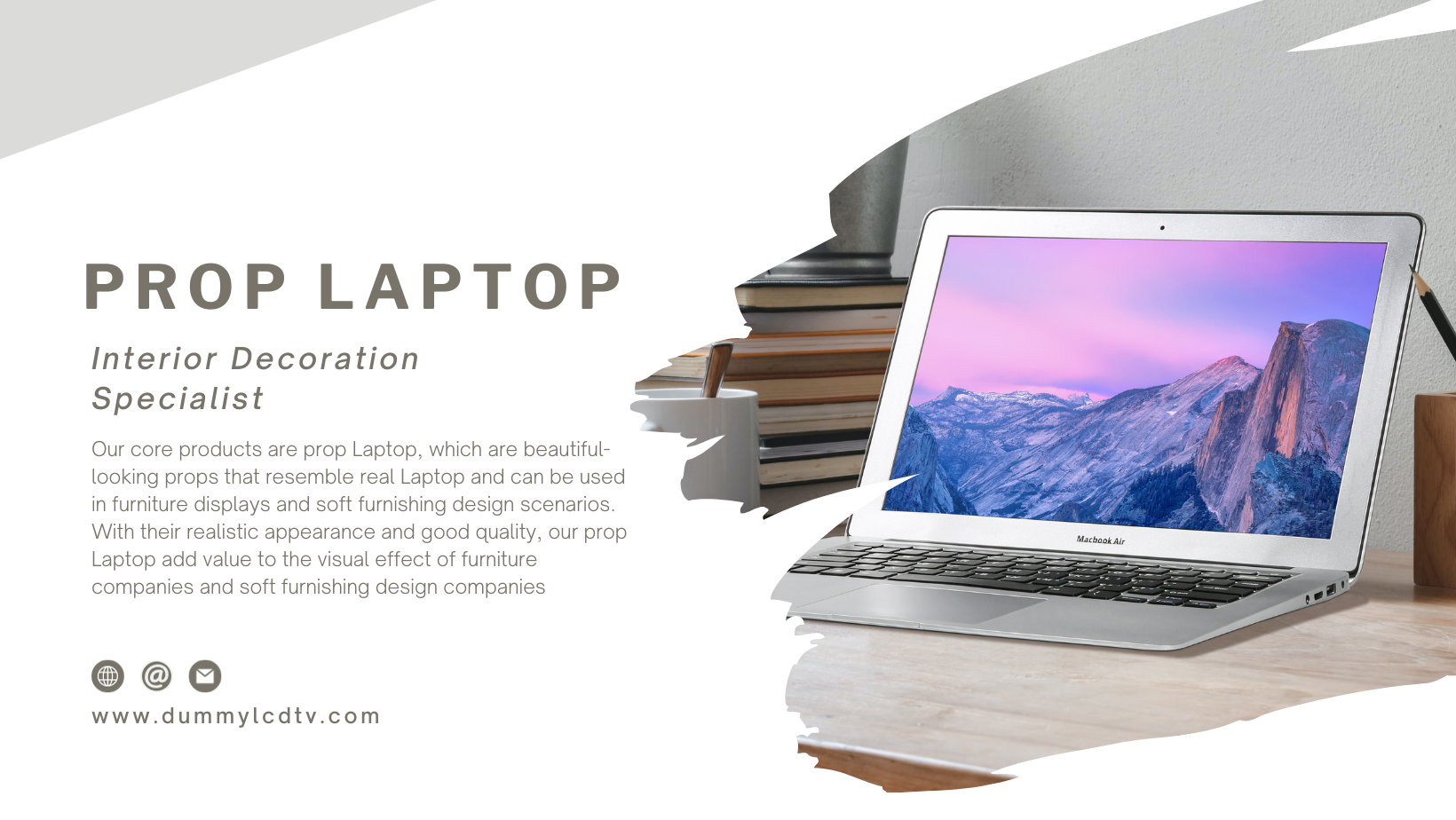 13" Glossy Silver Laptop Computer Props