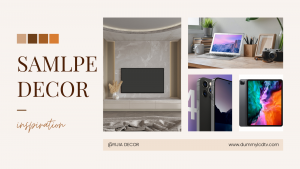 Prop electronics collage in beige layout — wall-mounted prop TV on living-room wall, silver prop laptop on desk, smartphone close-ups, and tablet; non-functional display models with lightweight internal frames
