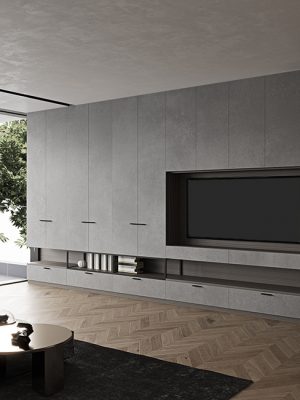 60 inch dummy TV in modern living room for showroom decoration