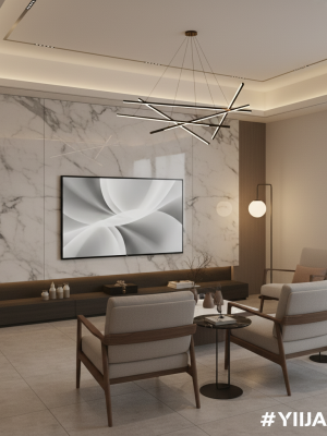 85-inch prop TV in glossy black by YIJIA PROPS, front view