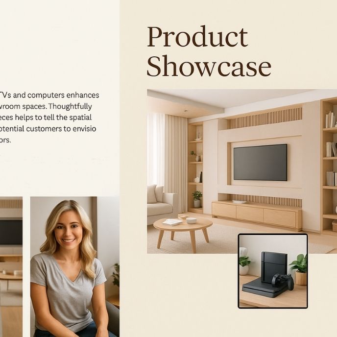 75-inch prop TV display in a staged living room by YIJIA